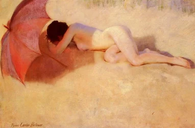 Nu sous un parasol